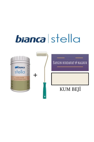 Bianca Stella Su Bazlı Akrilik Boya + Dekor Kadife Parmak Rulo Kum Beji ürün görseli 1