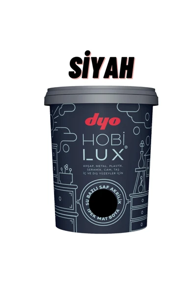 Dyo Hobilux Siyah Su Bazlı Saf Akrilik 0,4 lt Hobi Boyası ( 0020 - siyah ) SİYAH ürün görseli 1