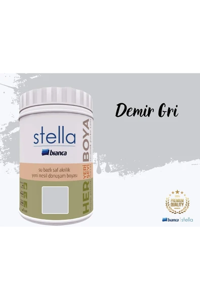 Bianca Stella Su Bazlı Saf Akrilik Boya 1 Litre Demir Gri ürün görseli 1