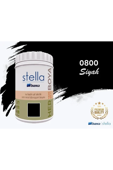 Bianca Stella Su Bazlı Saf Akrilik Boya 1 Litre Siyah ürün görseli 1