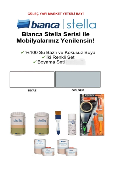 Bianca Stella Bianca Boya Seti ile Mutfak Dolaplarını Yenile (Gölgem &Beyaz Renk) Knitex Boyama Seti Beyaz ürün görseli 1