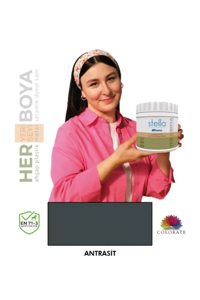 Bianca Stella Boya Yeni Nesil Yaşam Boyası Dolap-fayans-cam-plastik-ahşap ANTRASİT ürün görseli 1