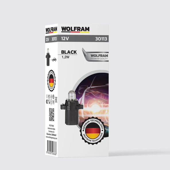 Duylu Gösterge Ampulü Siyah 12V 1,2W (1 Paket 10 Adet) - WOLFRAM 30113 ürün görseli 1