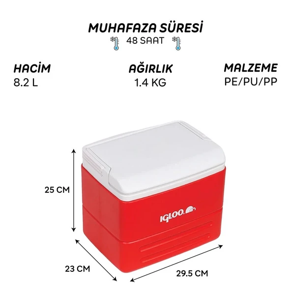 Igloo EliteCore 8.2 Lt Kırmızı Buzluk - Resim 3