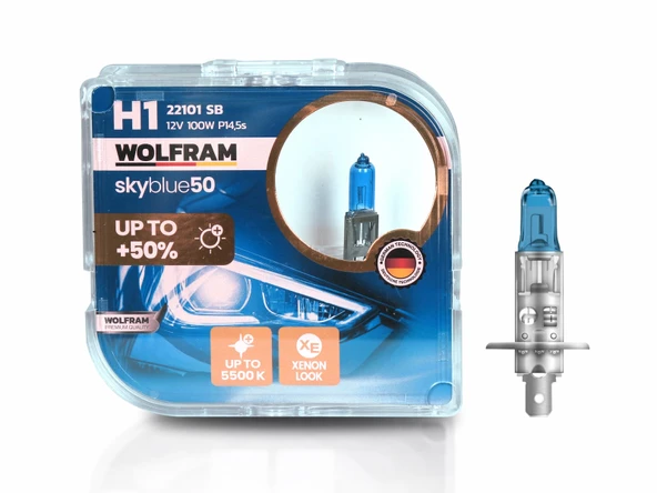 H1 Ampul Sky Blue Beyaz Işık 12V 100W - WOLFRAM 22101 SB ürün görseli 1