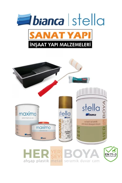 Bianca Stella Yeni Set Altınmermer Efektli 1Lt Navy ürün görseli 1