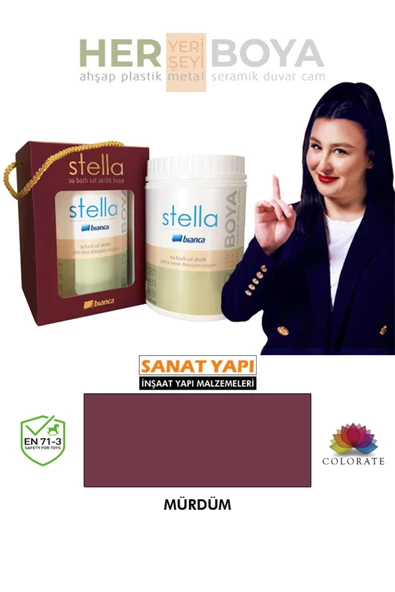 Bianca Stella – Su Bazlı Saf Akrilik Boya Mürdüm Mürdüm ürün görseli 1