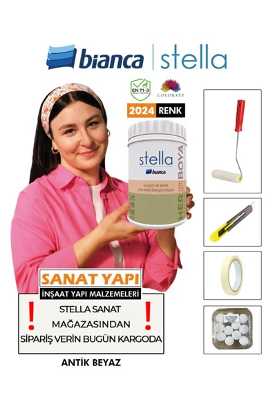 Bianca Stella Boya Tekli Set ( Yardımcı Ürünlerle ) Antik Beyaz ürün görseli 1