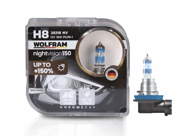 H8 Ampül NV +%150 Fazla Işık ve %20 Beyaz Işık 12V 35W - WOLFRAM 29218 NV ürün görseli 1