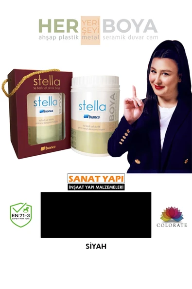 Bianca Stella Su Bazlı Akrilik Boya Siyah Siyah ürün görseli 1