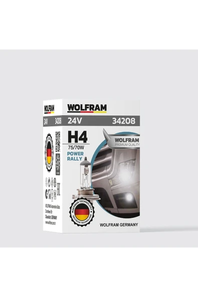 H4 Ampul Standart Işık Tablalı P45T 24V 75/70W - WOLFRAM 34208 ürün görseli 1