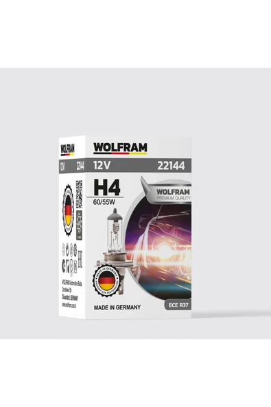 H4 Ampül Standart Işık Tırnaklı P43T 12V 55/60W - WOLFRAM 22144 ürün görseli 1