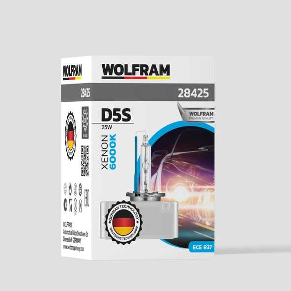 D5S Xenon Ampül Beyaz Işık 12V 25W - WOLFRAM 28425 ürün görseli 1