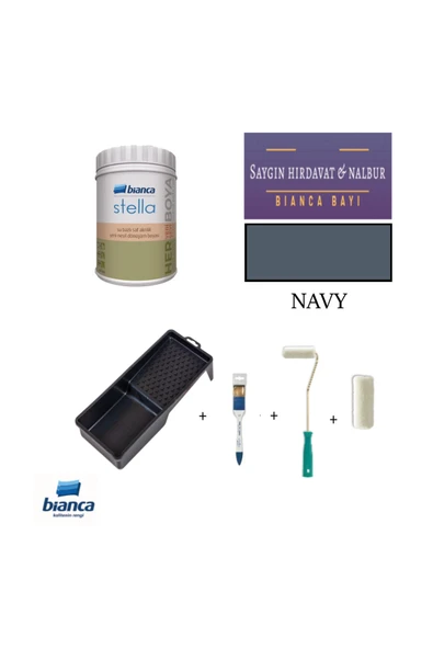 Bianca Stella Yeni Nesil Dönüşüm Boyası Dolap Boyama Seti Navy Navy ürün görseli 1