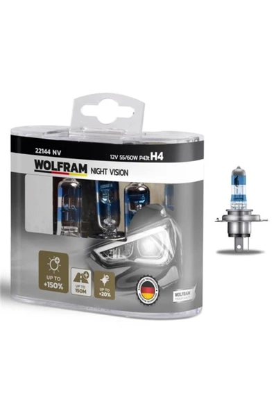 Ampül Beyaz Işık 12V H4 150 Güçlü 20 Beyaz Işık Takımı - WOLFRAM 22144 NV ürün görseli 1