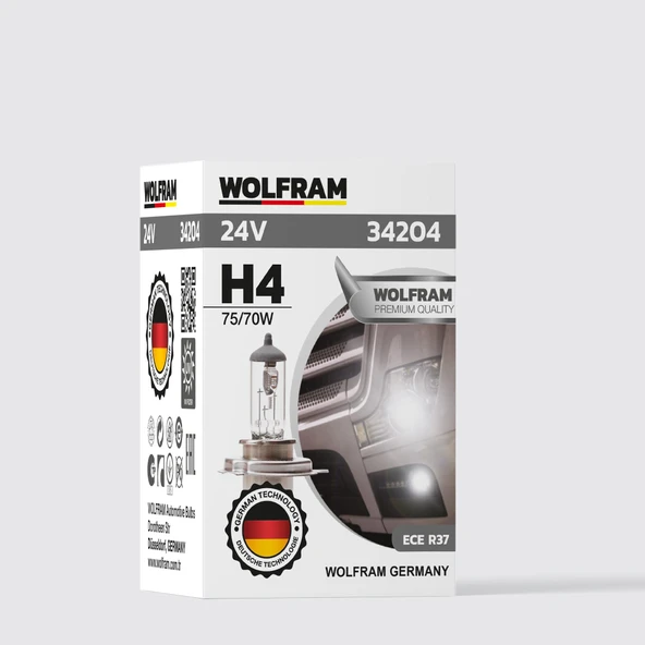 H4 Ampul Standart Işık Tırnaklı P43T 24V 75/70W - WOLFRAM 34204 ürün görseli 1