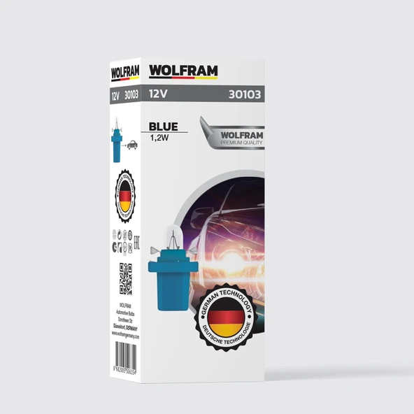 MFX Duylu Gösterge Ampulü Mavi 12V 1,2W (10 Adet) - WOLFRAM 30103 ürün görseli 1