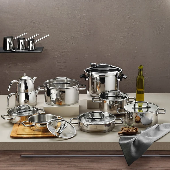 Aryıldız Studio Prestige 22 Parça Cam Kapak İdeal Çelik Çeyiz Seti ürün görseli 1