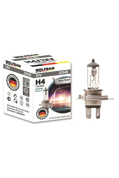 H4 Ampül Standart Işık Tırnaklı P43T 12V 100/90W - WOLFRAM 22145 ürün görseli 1