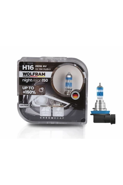 H16 Halojen Ampül NV +%150 Fazla Işık ve %20 Beyaz Işık 12V 19W - WOLFRAM 29316NV ürün görseli 1