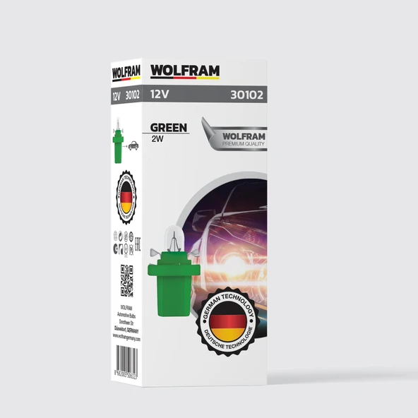 MF Duylu Gösterge Ampulü Yeşil 12V 2W (10 Adet) - WOLFRAM 30102 ürün görseli 1