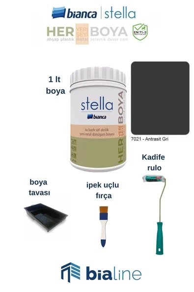 Bianca Stella Boya Seti Antrasit Gri ürün görseli 1