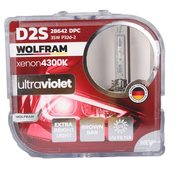 D2S Xenon Ampul 4300K Ultraviolet Mavi Cam 12V 35W - WOLFRAM 28642DPC ürün görseli 1