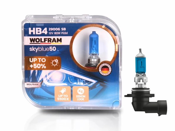 HB4 Ampül Sky Blue Beyaz Işık 12V 80W - WOLFRAM 29006 SB ürün görseli 1