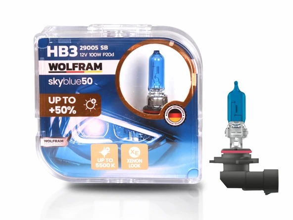 HB3 Ampul Sky Blue Beyaz Işık 12V 100W - WOLFRAM 29005 SB ürün görseli 1