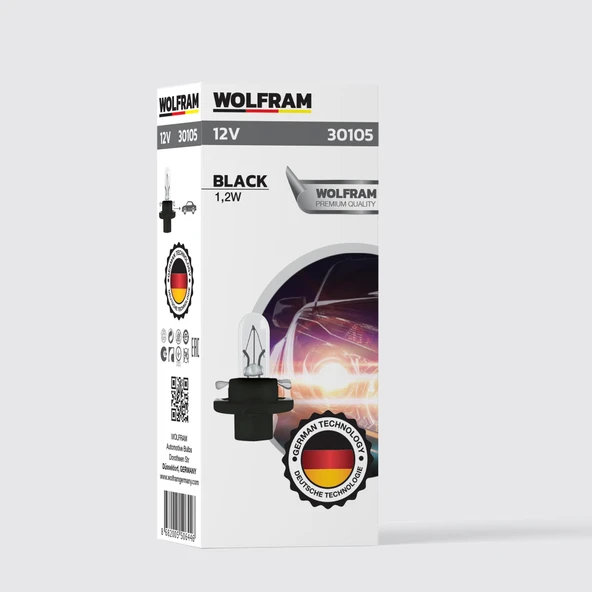MFX6 Duylu Gösterge Ampulü Siyah 12V 1,2W (10 Adet) - WOLFRAM 30105 ürün görseli 1