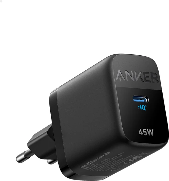 Anker 313 PPS Destekli 45W USB-C Şarj Cihazı - iPhone / Android / Macbook Uyumlu Type-C Hızlı Şarj Adaptörü - A2643 - Siyah (Anker Türkiye Garantili) ürün görseli 1