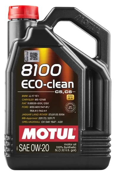 Motul 8100 Eco Clean 0W20 C5-C6 - 5 L BMW LL-17 FE+ MB 229.72/229.71 ürün görseli 1