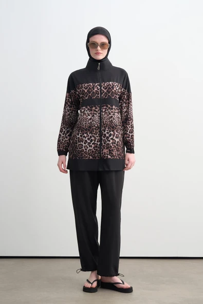 SW36.314 MOODBASİC LEOPARLI PARAOLU ÜÇLÜ TESETTÜR MAYO - Resim 8