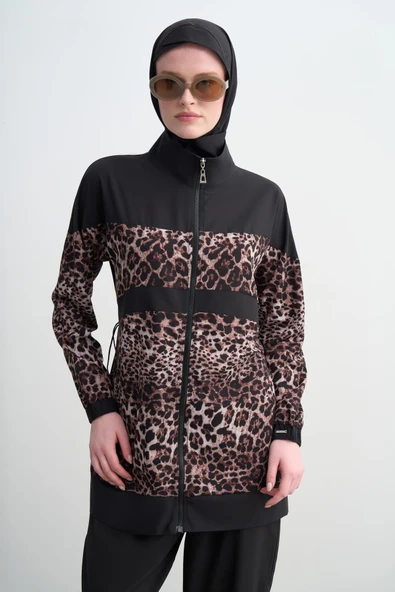 SW36.314 MOODBASİC LEOPARLI PARAOLU ÜÇLÜ TESETTÜR MAYO - Resim 12
