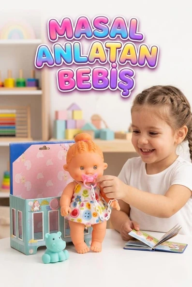 Etkileşimli Akıllı Masal Anlatan Ağlayan Emzikli Eğitici Pilli Oyuncak Et Bebek ve Minik Arkadaşı ürün görseli 1