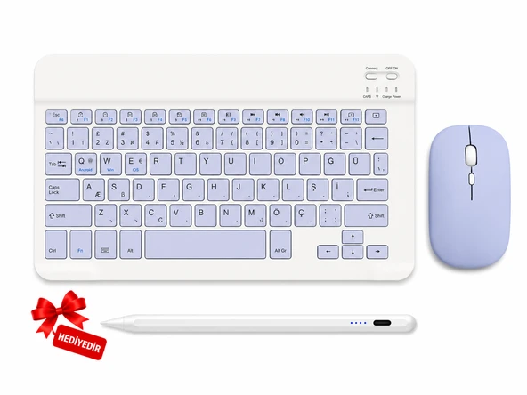 Türkçe Q Bluetooth Klavye ve Mouse Seti Kablosuz Şarjlı Kalem Hediyeli ürün görseli 1