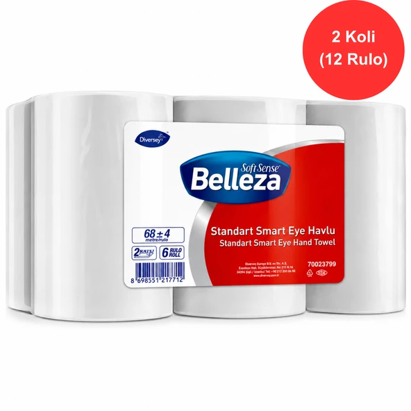 Diversey Belleza Standart Smart Eye Kağıt Havlu 12 Rulo (2 Koli) 21,2 cm x 68 Metre 2 Katlı 70023799 ürün görseli 1
