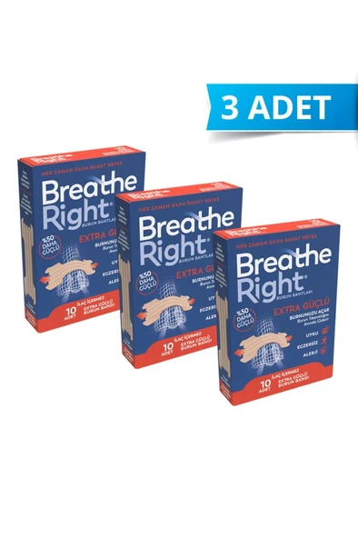 Breathe Right Burun Bandı Extra Güçlü 10’lu (Horlama ve Burun Tıkanıklığı İçin), 3 Kutu ürün görseli 1