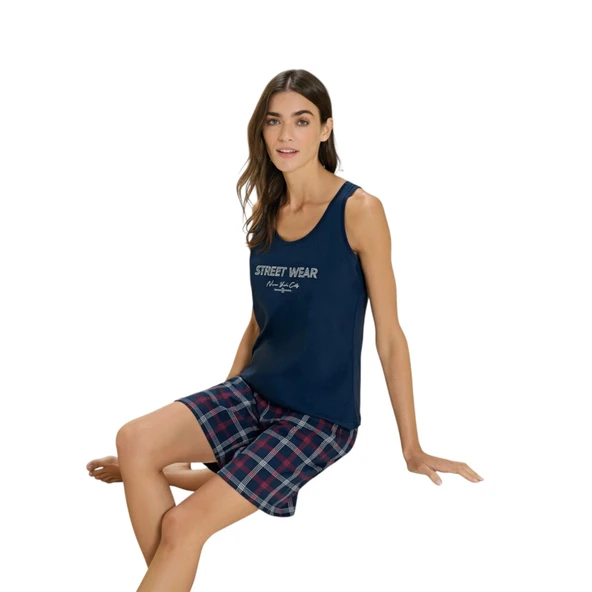 Over Sleep 3378 Kadın Yazlık Süprem Şort Pijama Takım (M-L-XL-XXL) ürün görseli 1