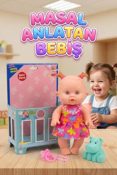 Etkileşimli Akıllı Masal Anlatan Ağlayan Emzikli Eğitici Pilli Oyuncak Et Bebek ve Minik Arkadaşı ürün görseli 1