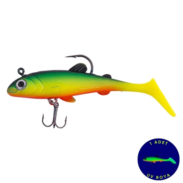 Silikon Balık - 15g 100mm - Üçlü İğneli - Fishack - UV Boyalı - Liechen ürün görseli 1