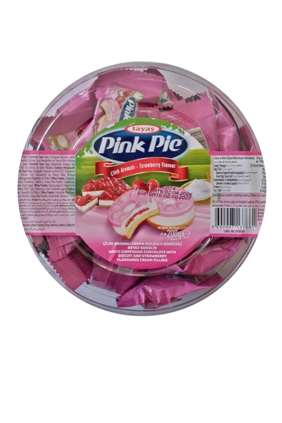 Pink Pie Çilek Aromalı Krema Dolgulu Bisküvili Beyaz Kokolin 200 gr. ürün görseli 1