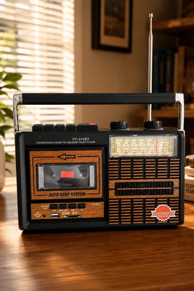 Fepe FP-319BT Elektrikli Nostaljik Kaset Çalar Radyo - Bluetooth, USB, SD Müzik Çalar ürün görseli 1