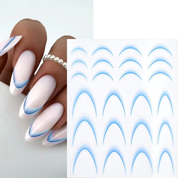 Ombre Efekt French Tırnak Sticker Mavi Nail Art SD-1948 ürün görseli 1