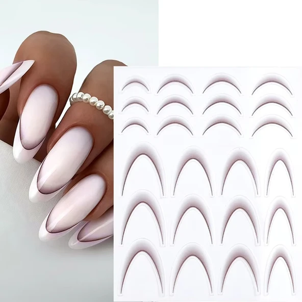 Ombre Efekt French Tırnak Sticker Koyu Bej Nail Art SD-1951 ürün görseli 1