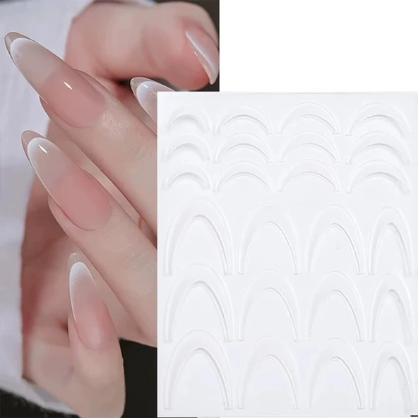 Ombre Efekt French Tırnak Sticker Beyaz Nail Art SD-1953 ürün görseli 1