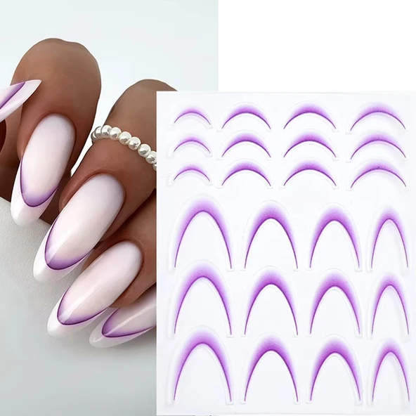 Ombre Efekt French Tırnak Sticker Lila Nail Art SD-1946 ürün görseli 1