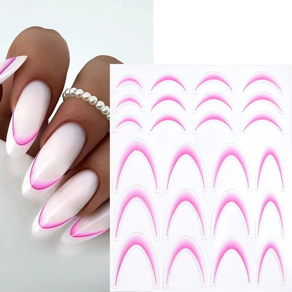 Ombre Efekt French Tırnak Sticker Pembe Nail Art SD-1945 ürün görseli 1