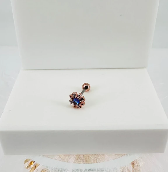 Rose Zirkon Taşlı Uç Kısmı : Pirinç Kıkırdak Bar Uzunluğu : 6 Mm / Bar Kalınlığı 0.8 Mm / Top Boyu 3 Mm - Pt0038-2 ürün görseli 1