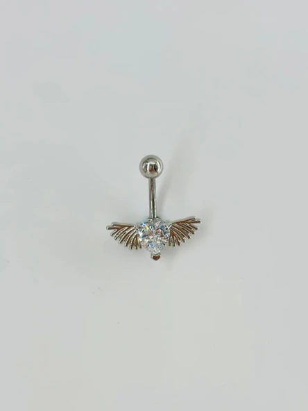 Melek Kanatlı Kalp Detaylı Göbek Piercing - Pg0057 ürün görseli 1